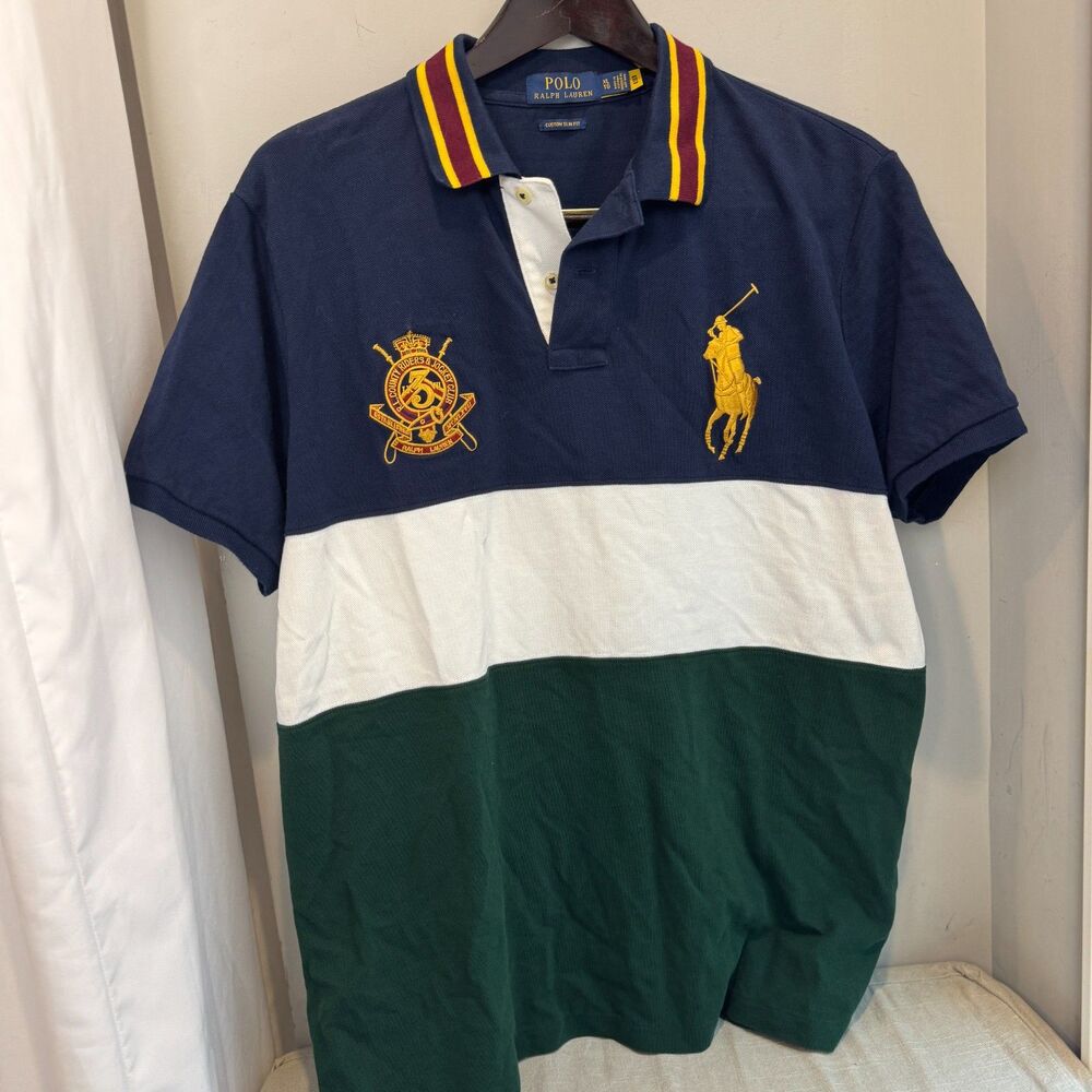 Vintage Polo Ralph Lauren Big Pony Polo Shirt Men's XL Navy Green White